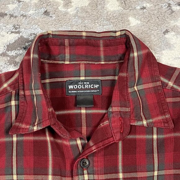 Woolrich Plaid Flannel Button Down Shirt Men's Size Large Red Green Outdoor - Picture 6 of 11